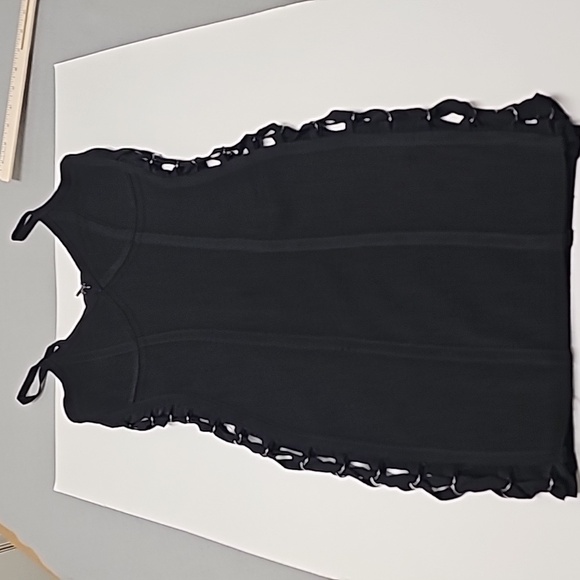 Guess Dress medium BodyCon Black  Lattice Stitching on side panels club wear - Picture 1 of 11